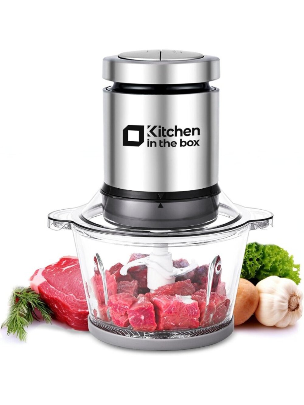 Compact 3-Cup Mini Food Processor & Meat Grinder - Electric Food Chopper
